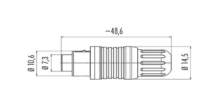 Dessin coté Push Pull Connecteur femelle, Contacts: 3, 3,5-5,0 mm, blindable, souder, IP67