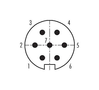 Disposition des contacts (Côté plug-in) Push Pull Embase mâle, Contacts: 7, blindable, souder, IP67, M21x1,0, Montage frontal