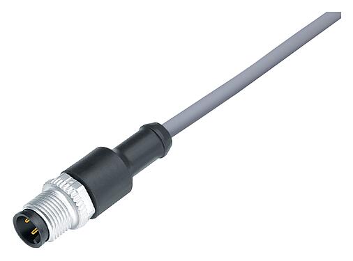 Ilustración 77 4429 0000 20003-1000 - M12 Conector de cable macho, Número de contactos: 3, sin blindaje, moldeado en el cable, IP68, UL, PVC, gris, 3 x 0,34 mm², 10 m