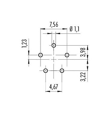 Disposición del conductor Bayoneta Toma de brida, Número de contactos: 5, sin blindaje, THT, IP54 desenchufado, M13x1,0, Montaje en pared