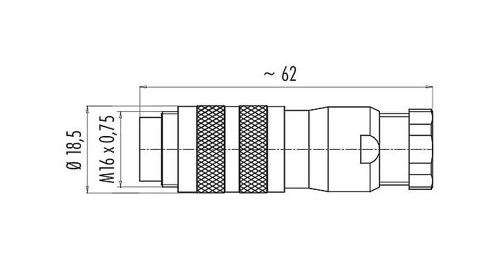 Scale drawing 99 5629 00 12 - M16 Male cable connector, Contacts: 12 (12-a), 6.0-8.0 mm, shieldable, solder, IP67, UL