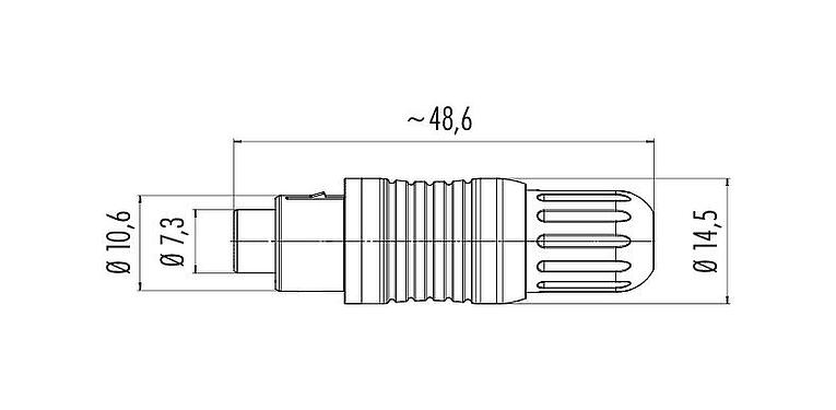 Dessin coté Push Pull Connecteur mâle, Contacts: 3, 3,5-5,0 mm, blindable, souder, IP67