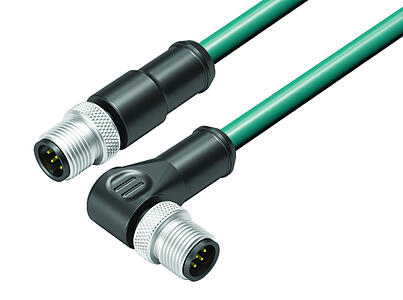 Tecnología de automatización - sensores y actuadores--Cable de conexión conector de cable macho - conector macho en ángulo_VL_KSM12-77-3529_WSM12-77-3527-34708_schirm_blgr