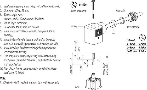 Instructions de montage Embase femelle pour appareils, Contacts: 3+PE, 6,0-8,0 mm, non blindé, pince à visser, IP40 sans joint, VDE, ESTI+, PG 9
