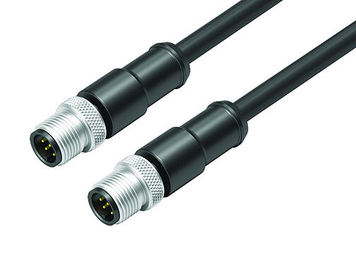 Ilustración 77 3529 3529 64708-0200 - M12/M12 Cable de conexión 2 conectore de cable macho, Número de contactos: 8, blindado, moldeado en el cable, IP67, Ethernet CAT5e, TPE, negro, 4 x 2 x AWG 24, 2 m