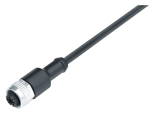 Ilustración 77 3430 0000 70003-1000 - M12 Conector de cable hembra, Número de contactos: 3, sin blindaje, moldeado en el cable, IP68, TMPU, autoextinguible, negro, 3 x 0,34 mm², 10 m