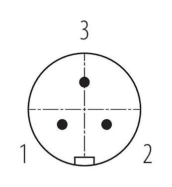 Disposition des contacts (Côté plug-in) 99 9105 60 03 - Snap-In Connecteur mâle, Contacts: 3, 4,0-6,0 mm, non blindé, souder, IP67, UL, VDE