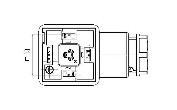 Disposition des contacts (Côté plug-in) Embase femelle pour appareils, Contacts: 3+PE, 6,0-8,0 mm, non blindé, pince à visser, IP40 sans joint, VDE, ESTI+, PG 9
