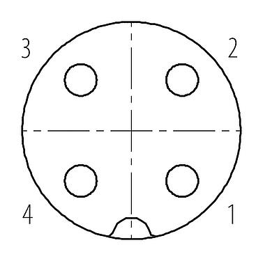 Contact arrangement (Plug-in side) M18 Female cable connector, Contacts: 4, 10.0-12.0 mm, unshielded, screw clamp, IP67, UL