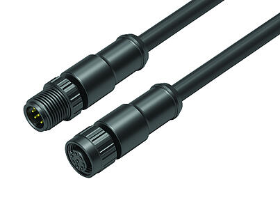 Automation Technology - Sensors and Actuators--Connecting cable male cable connector - female cable connector_VL_KSM12-77-3419_KDM12-3420-50708_plastic_lock_ring_black