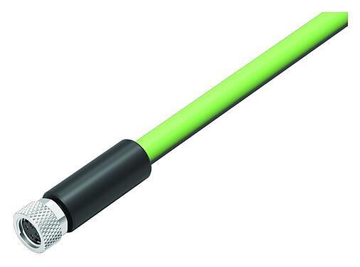 Illustration M8 Connecteur femelle, Contacts: 4, blindé, surmoulé sur le câble, IP67, Profinet/Ethernet CAT5e, PUR, vert, 4 x AWG 22, 2 m