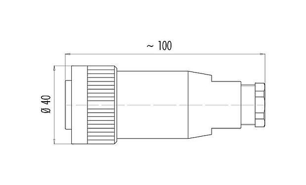 Dibujo a escala RD30 Conector de cable hembra, Número de contactos: 24, 14,0-18,0 mm, sin blindaje, soldadura, IP65
