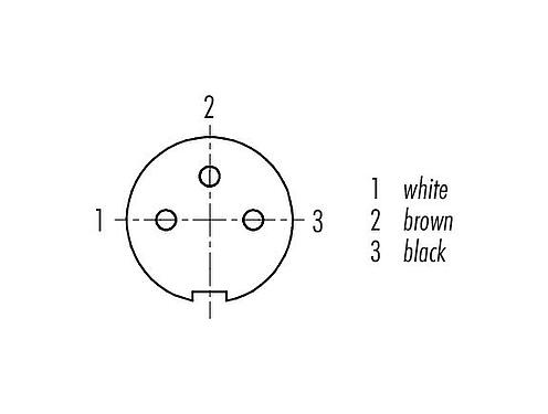 Contact arrangement (Plug-in side) 79 1406 12 03 - M9 Female cable connector, Contacts: 3, shielded, moulded on the cable, IP67, PUR, black, 5 x 0.25 mm², 2 m