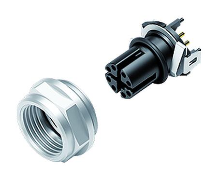 Illustration M12 Embase femelle, Contacts: 8, blindable, SMT, IP68, M14x1,0, Montage mural arrière