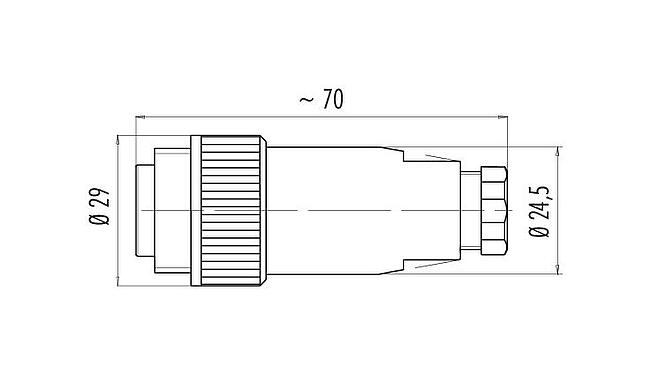 Dessin coté RD24 Connecteur mâle, Contacts: 3+PE, 6,0-9,0 mm, non blindé, pince à visser, IP67, UL, ESTI+, VDE, PG 9
