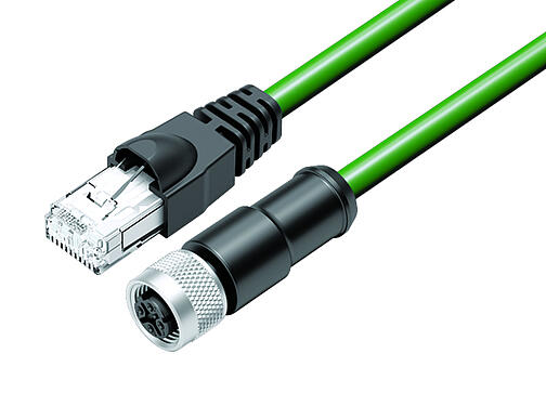 Ilustración 77 9753 4530 50704-0500 - M12/RJ45 Cable de conexión conector de cable hembra - conector RJ45, Número de contactos: 4, blindado, moldeado/engarzado, IP67, UL, Profinet/Ethernet CAT5e, PUR, verde, 4 x AWG 22, 5 m