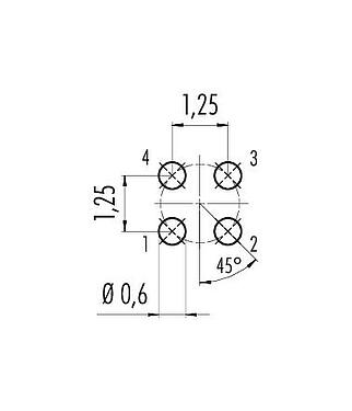 Disposición del conductor M5 Enchufe de brida, Número de contactos: 4, sin blindaje, THT, IP67, M5x0,5, Montaje en pared