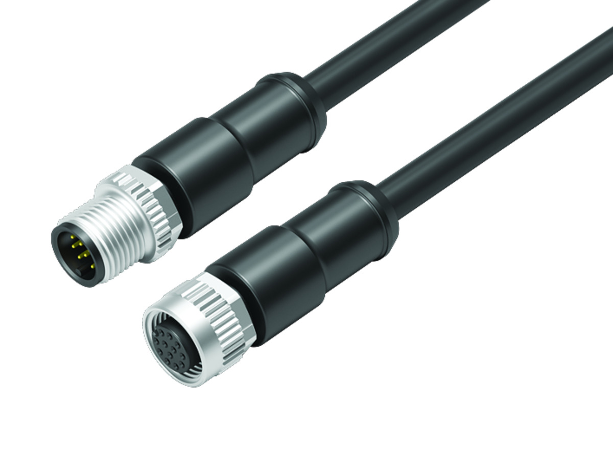 Verst Vergelden Trein 77 3430 3429 50712-0030 | binder Connecting cable male cable connector -  female cable connector, Contacts: 12, unshielded, moulded on the cable,  IP68, UL, PUR, black, 12 x 0.25 mm², 0.3 m